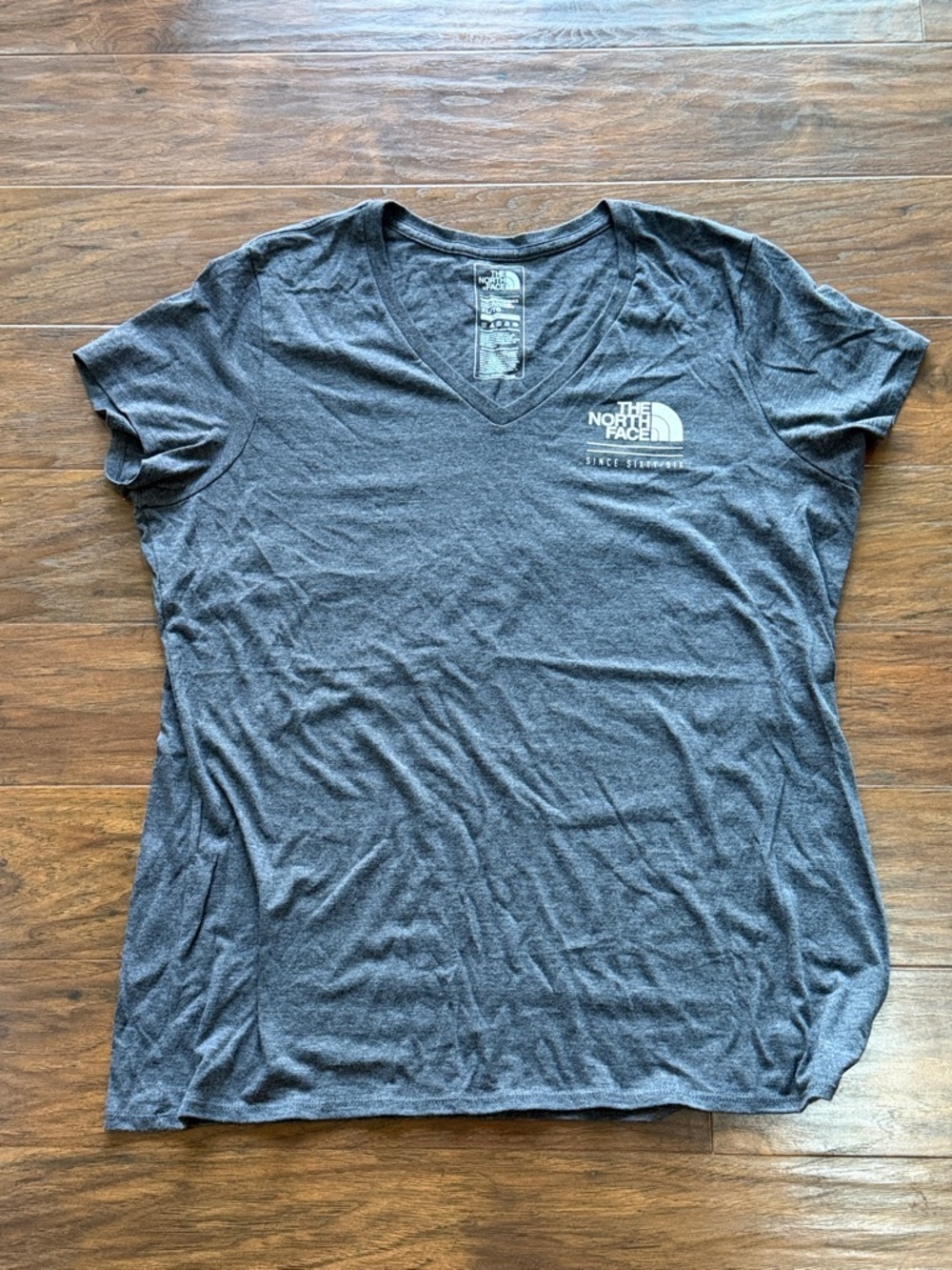 The North Face Women's Charcoal V-Neck Logo Tee